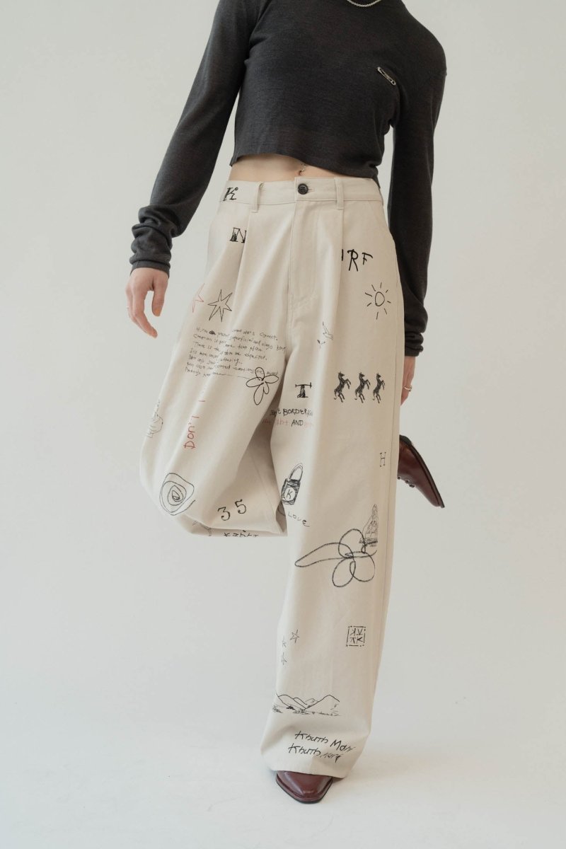 high waist tattoo pants(KotokaIzumi collab)/3color - KNUTH MARF