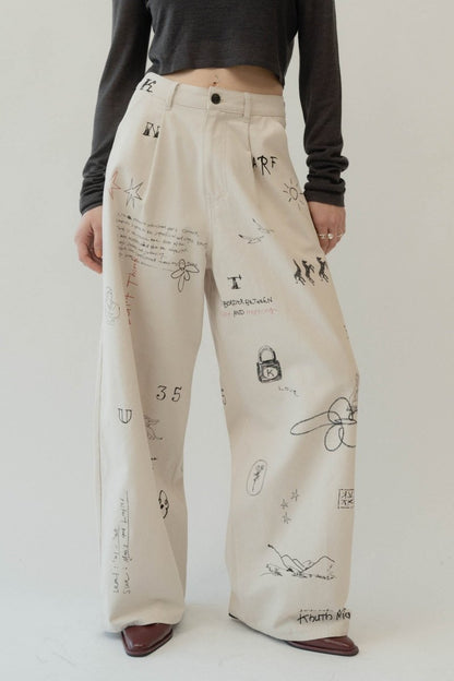 high waist tattoo pants(KotokaIzumi collab)/3color - KNUTH MARF