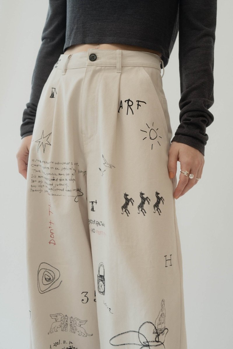 high waist tattoo pants(KotokaIzumi collab)/3color - KNUTH MARF