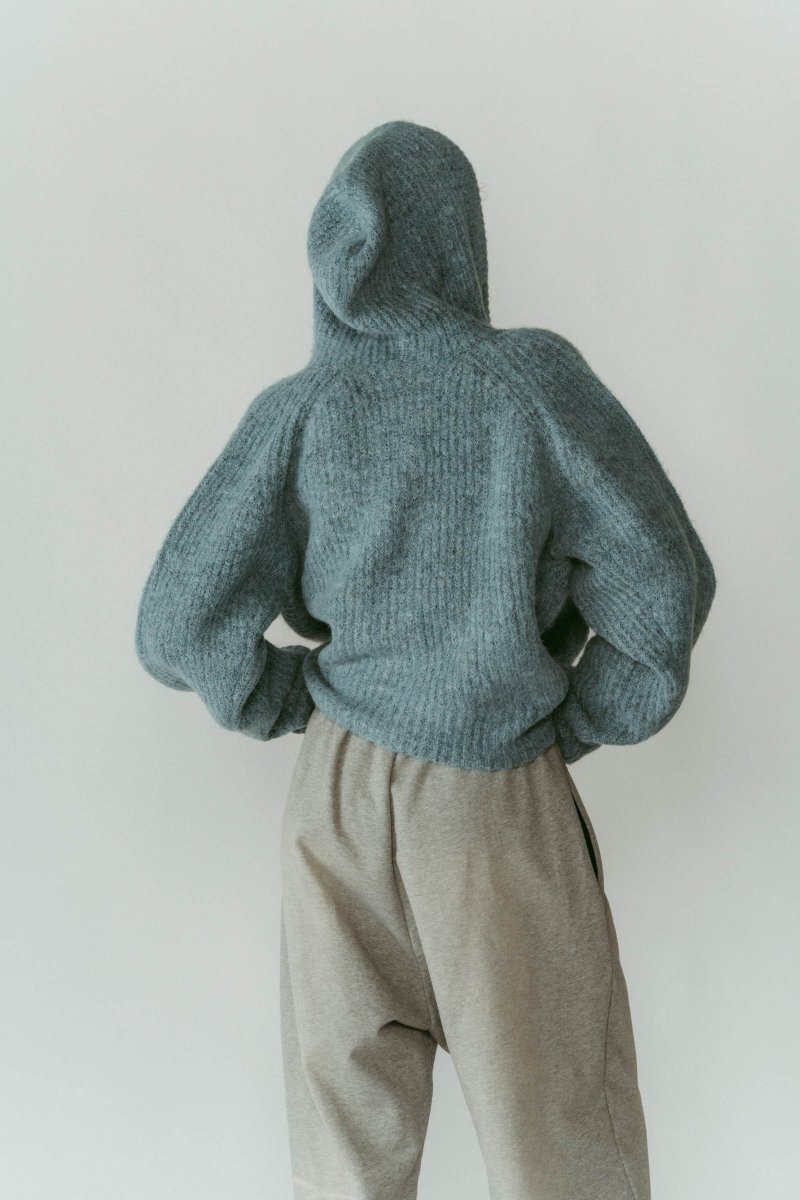 未使用^_^knuthmarf★フードカーディガンニット hooded cardigan knit/blue | KNUTH MARF