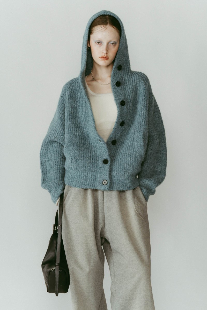 hooded cardigan knit/blue - KNUTH MARF