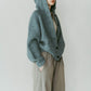 hooded cardigan knit/blue - KNUTH MARF