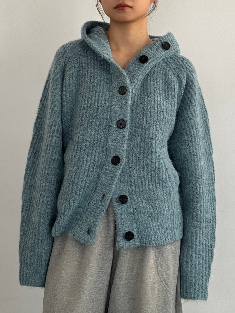 hooded cardigan knit/blue - KNUTH MARF