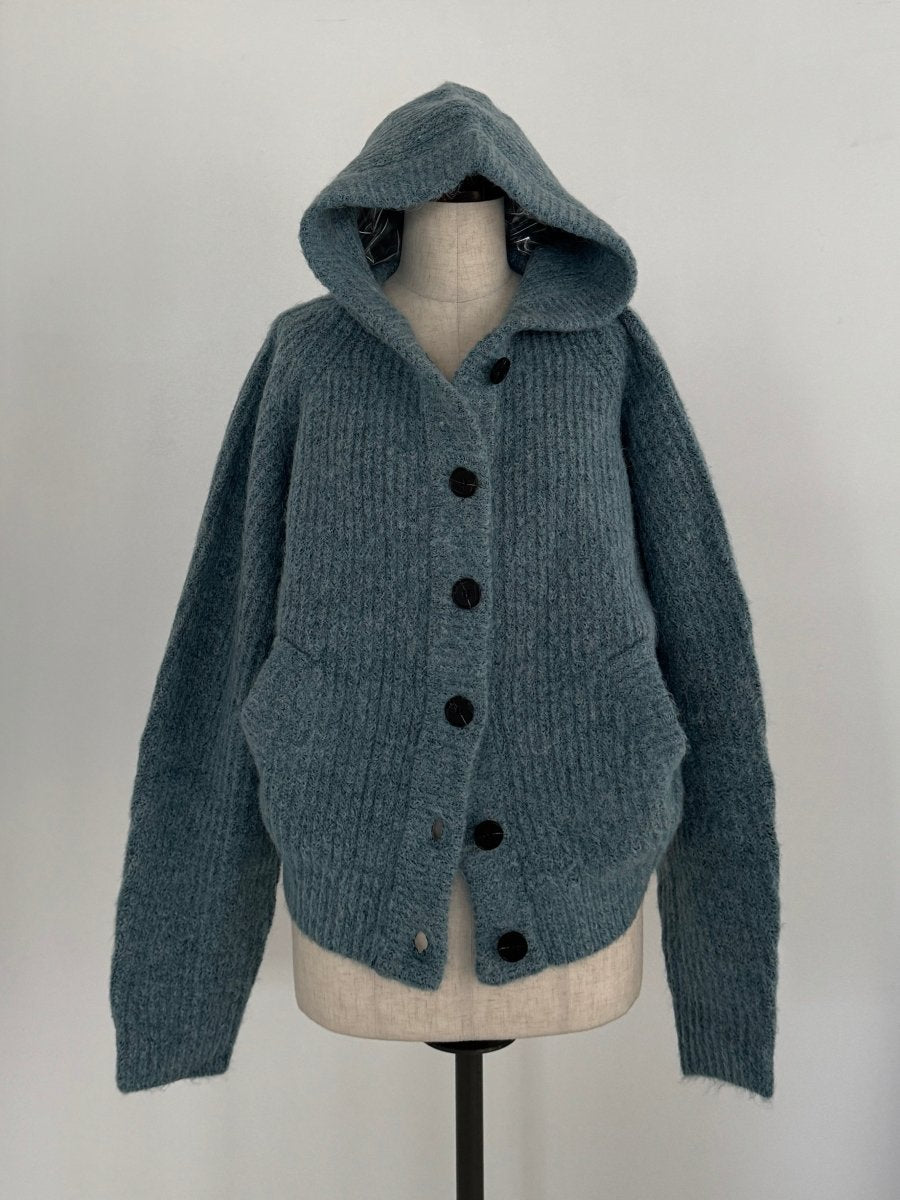 hooded cardigan knit/blue - KNUTH MARF
