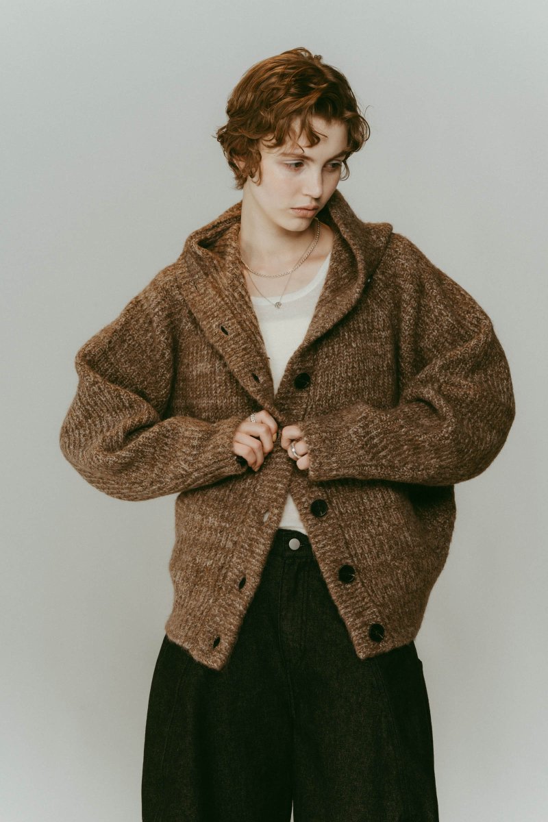 hooded cardigan knit/brown - KNUTH MARF