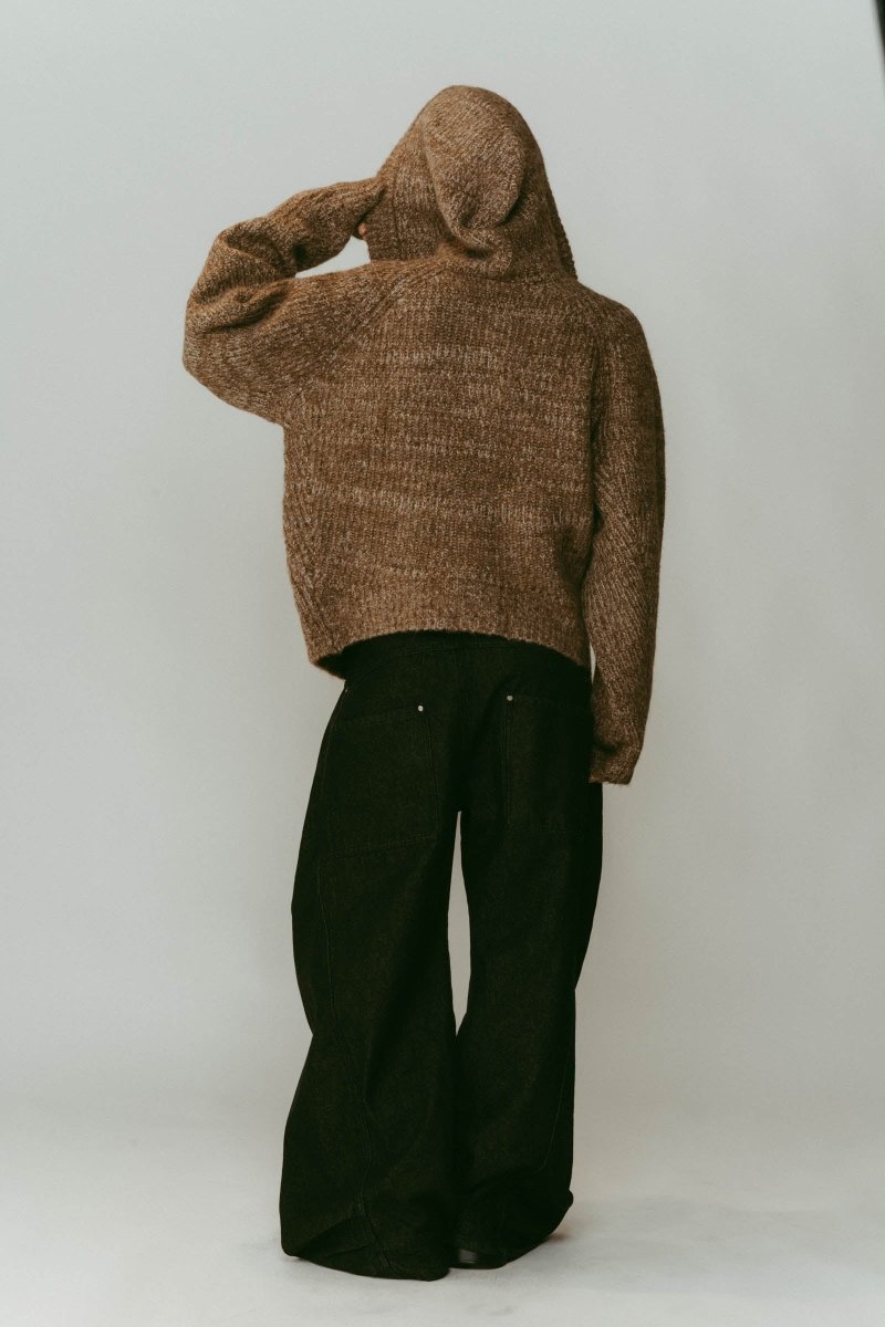 hooded cardigan knit/brown - KNUTH MARF