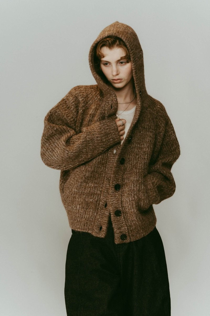 hooded cardigan knit/brown - KNUTH MARF