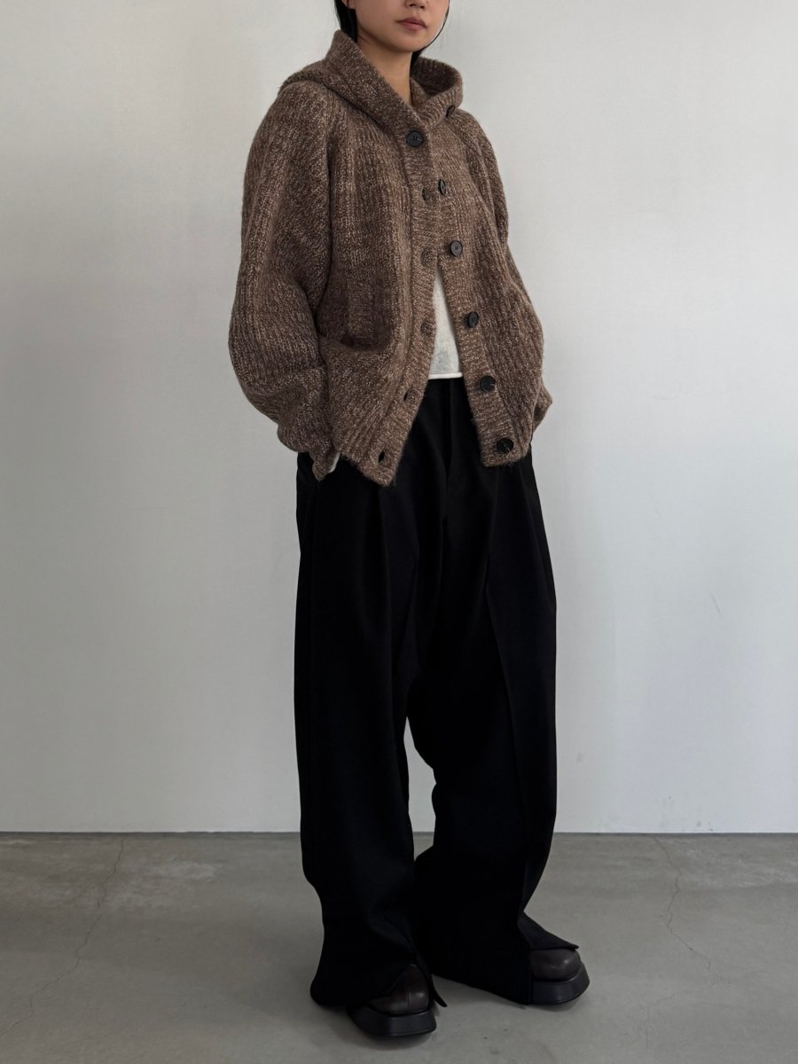 hooded cardigan knit/brown - KNUTH MARF
