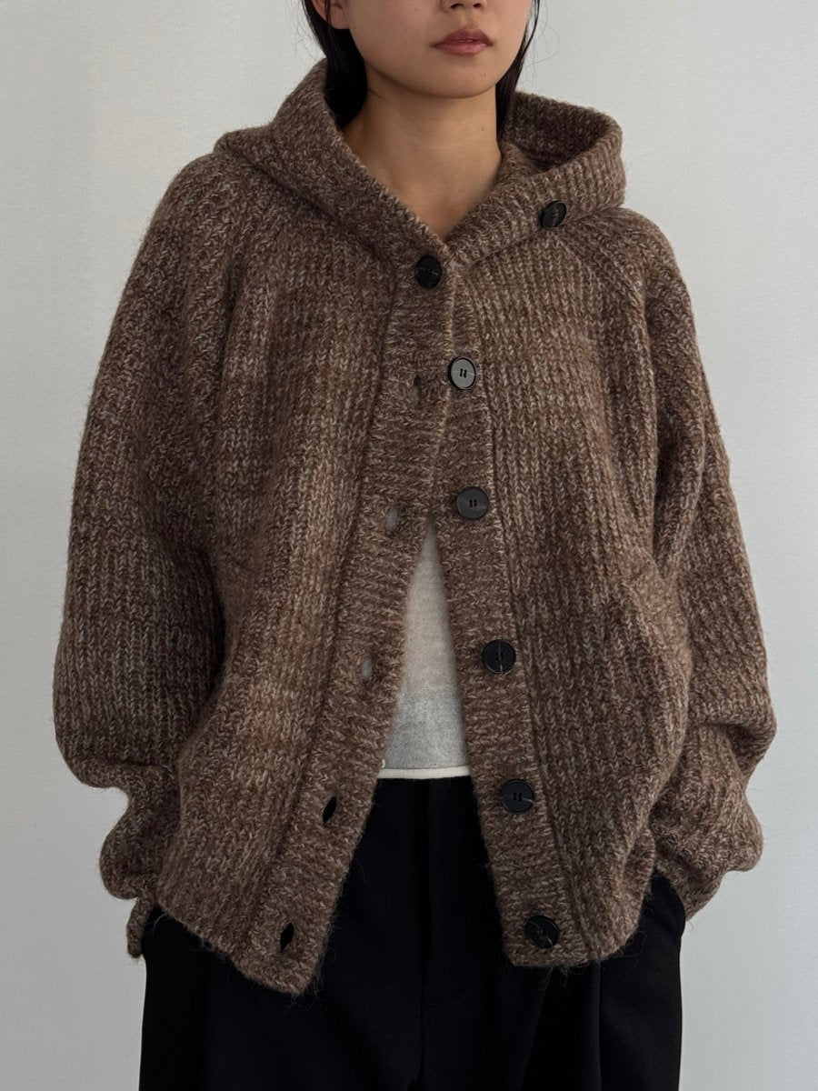 hooded cardigan knit/brown - KNUTH MARF
