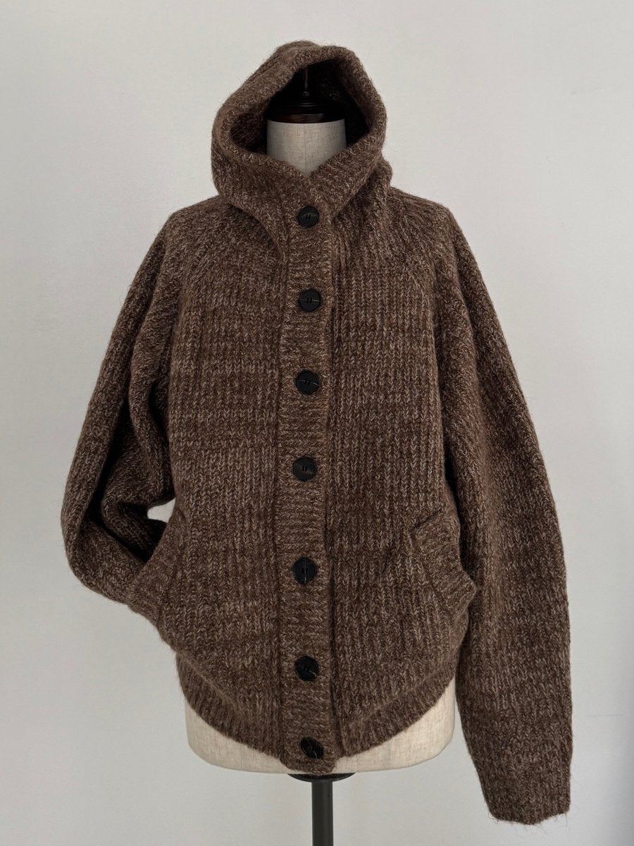 hooded cardigan knit/brown - KNUTH MARF