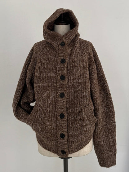 hooded cardigan knit/brown - KNUTH MARF