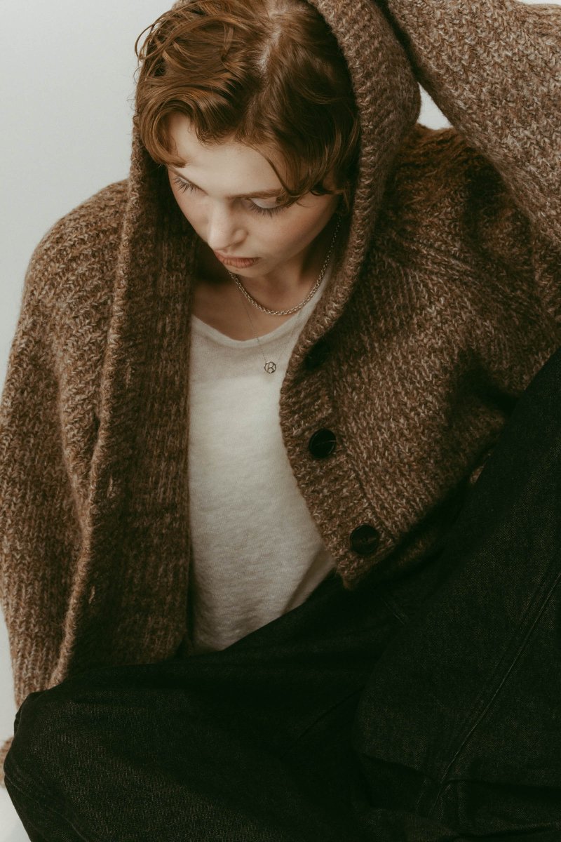 hooded cardigan knit/brown - KNUTH MARF