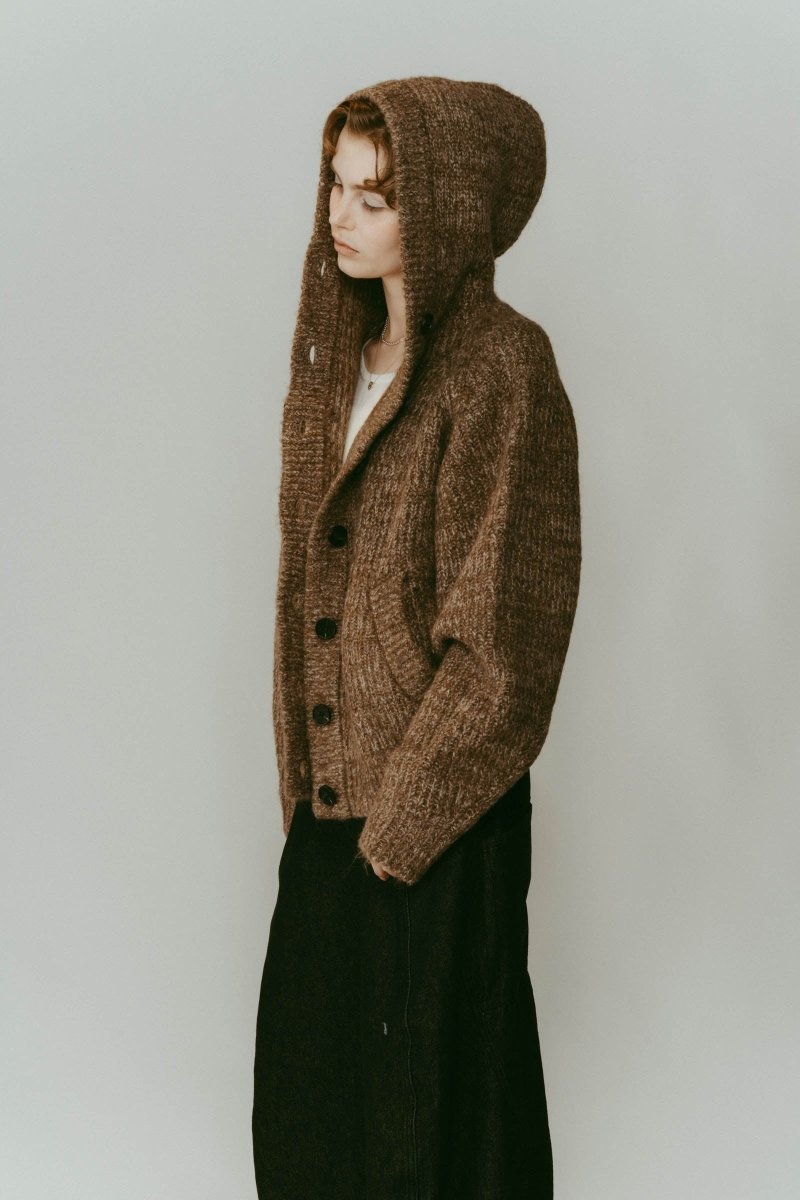 hooded cardigan knit/brown - KNUTH MARF