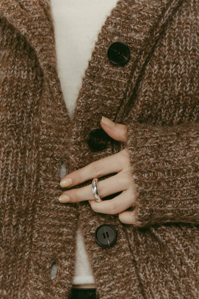 hooded cardigan knit/brown - KNUTH MARF