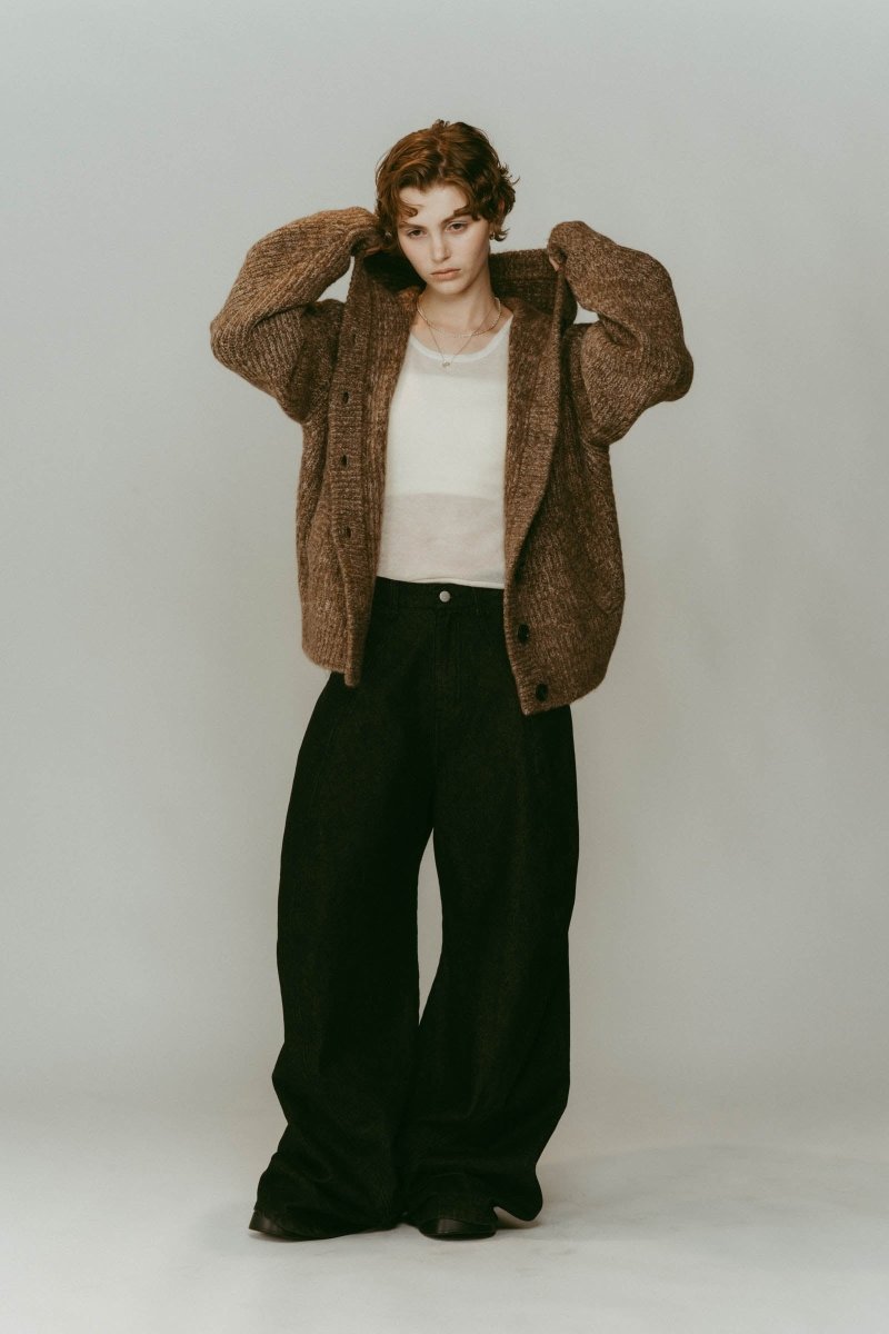 hooded cardigan knit/brown - KNUTH MARF