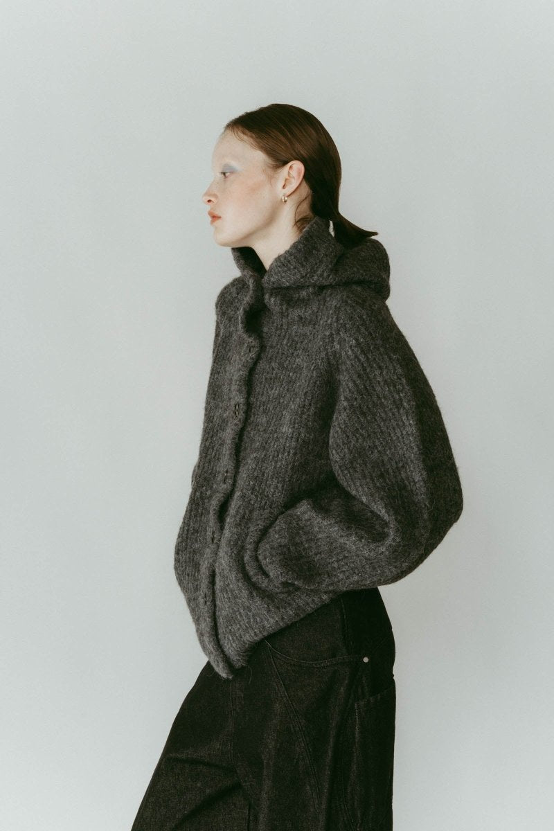 hooded cardigan knit/gray - KNUTH MARF