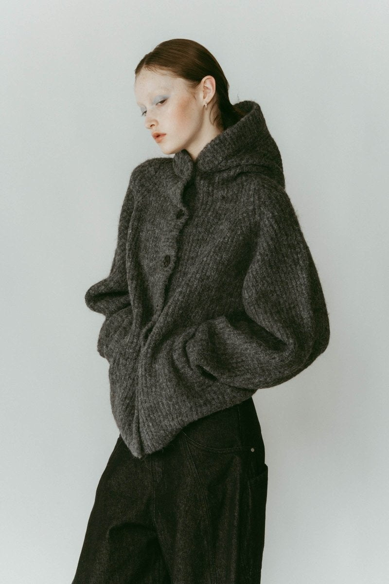 hooded cardigan knit/gray - KNUTH MARF
