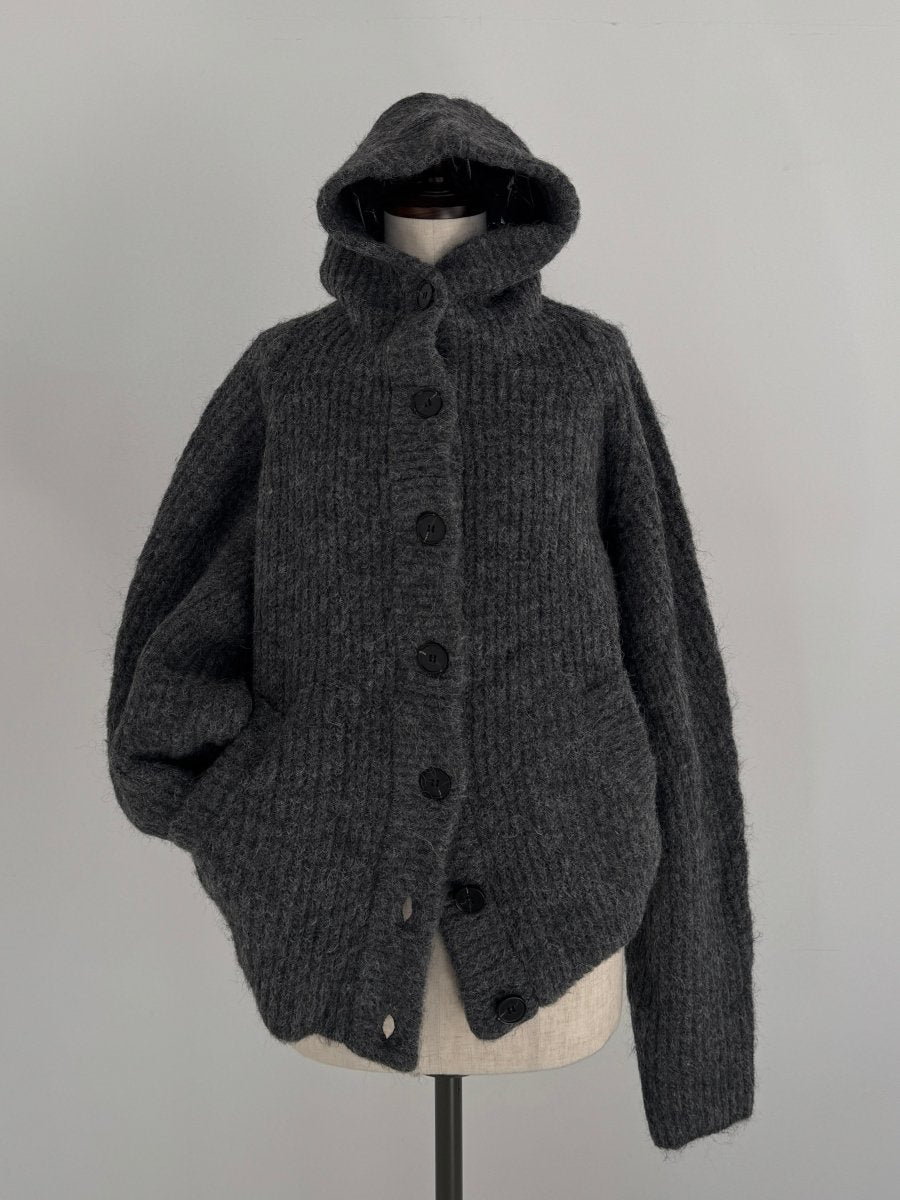 hooded cardigan knit/gray - KNUTH MARF