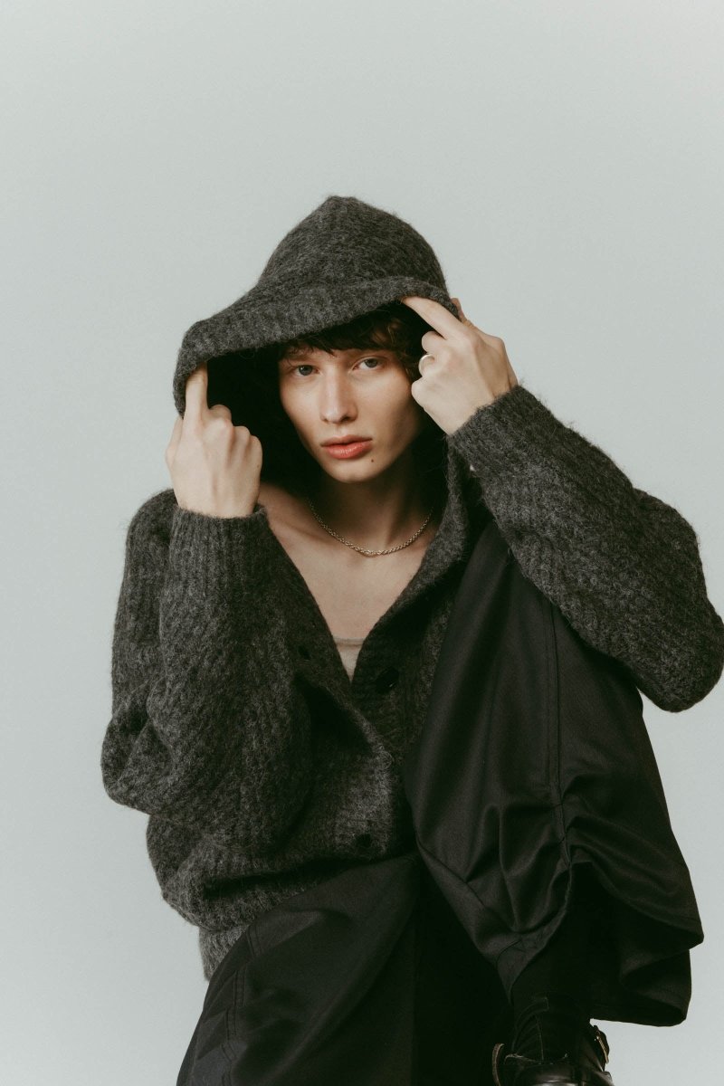 hooded cardigan knit/gray - KNUTH MARF