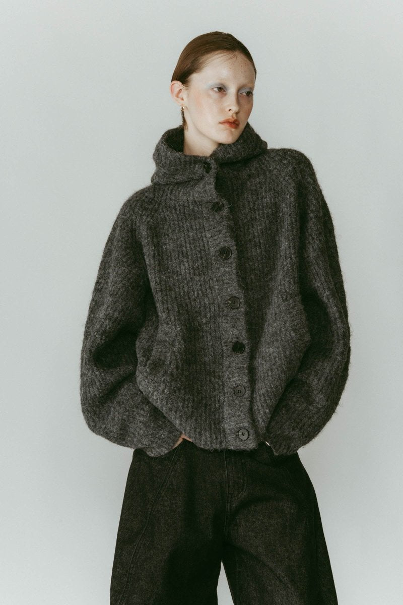 hooded cardigan knit/gray - KNUTH MARF