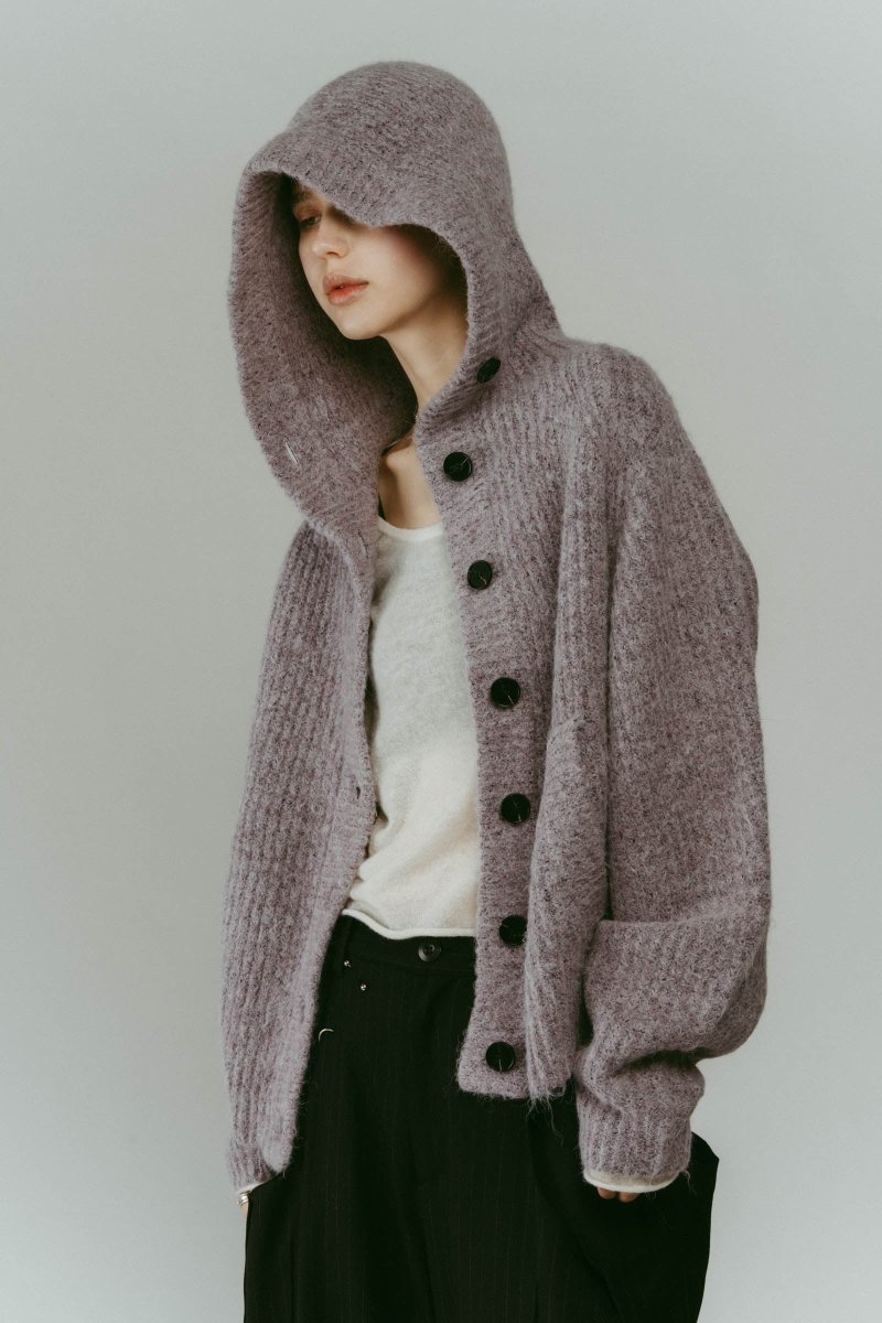 hooded cardigan knit/lilac - KNUTH MARF