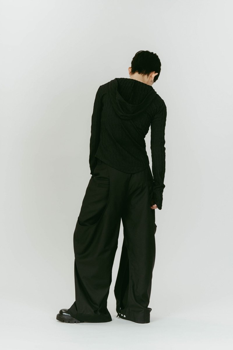 hooded jacquard top/black - KNUTH MARF