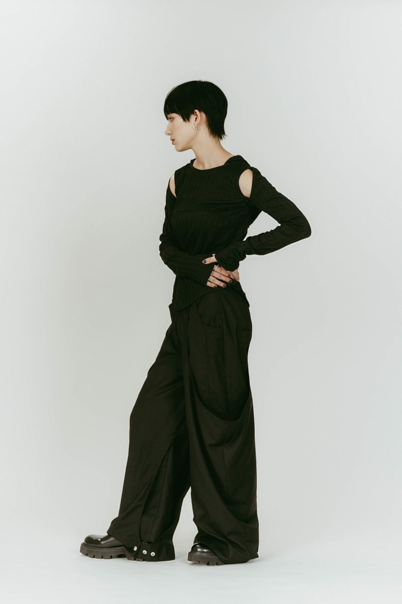 hooded jacquard top/black - KNUTH MARF