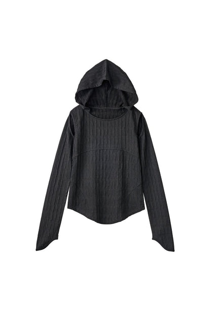 hooded jacquard top/black - KNUTH MARF