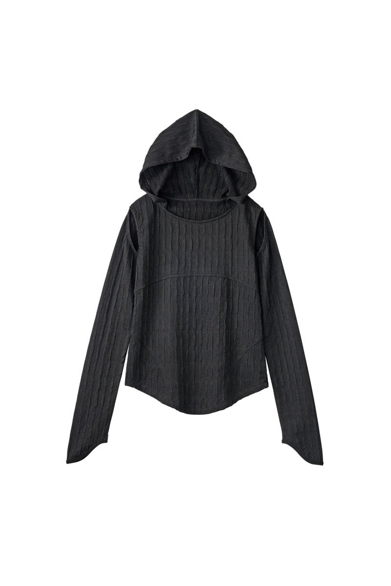 hooded jacquard top/black - KNUTH MARF