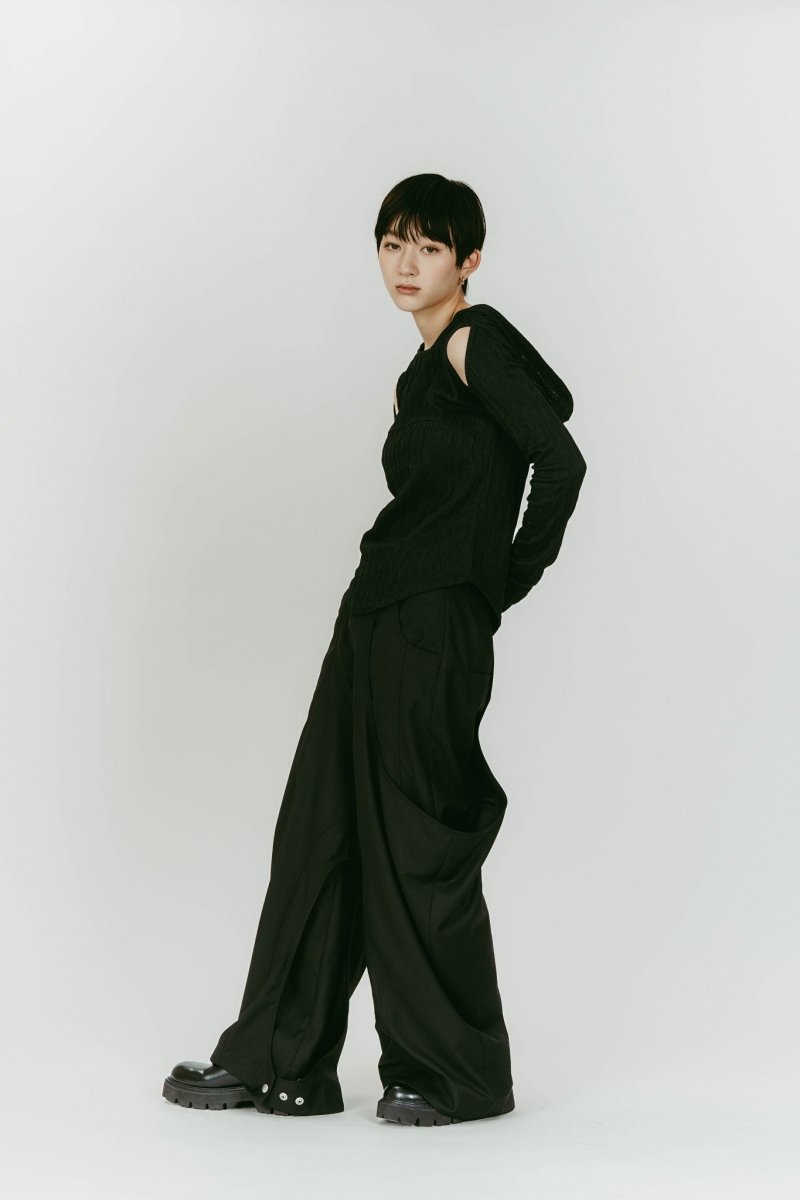 hooded jacquard top/black - KNUTH MARF