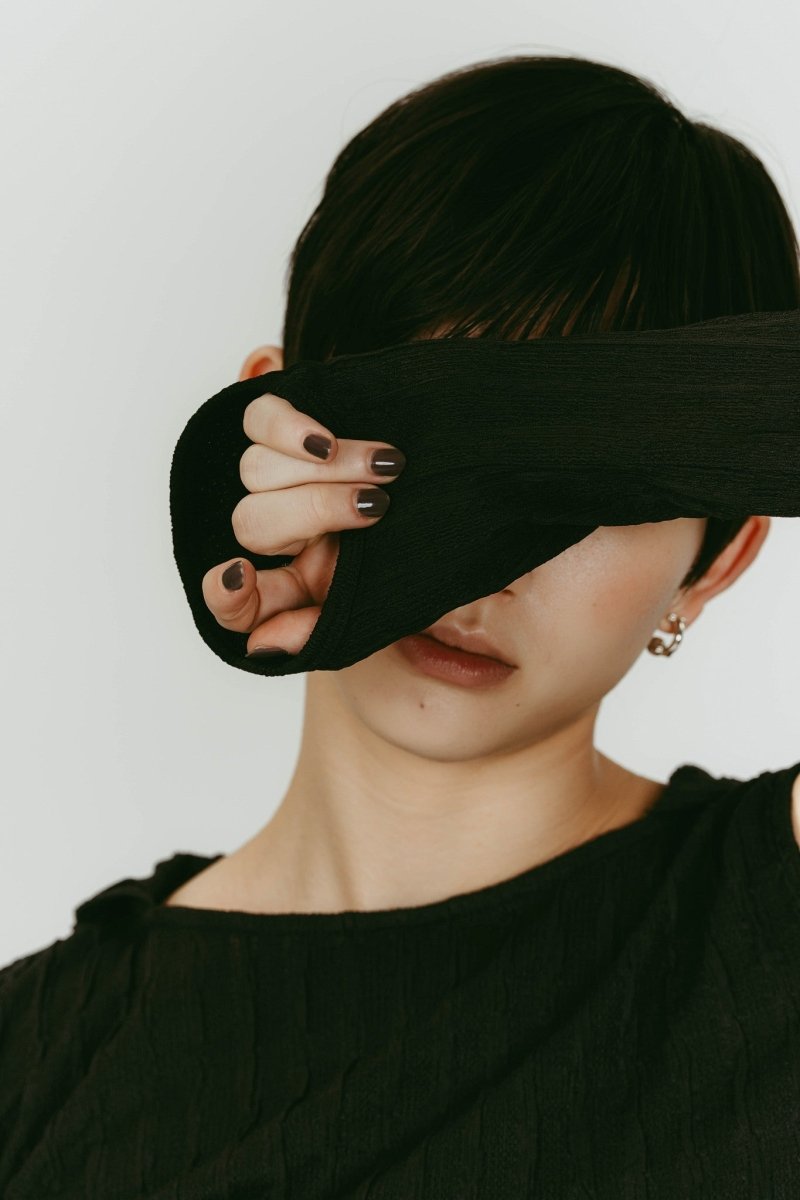 hooded jacquard top/black - KNUTH MARF