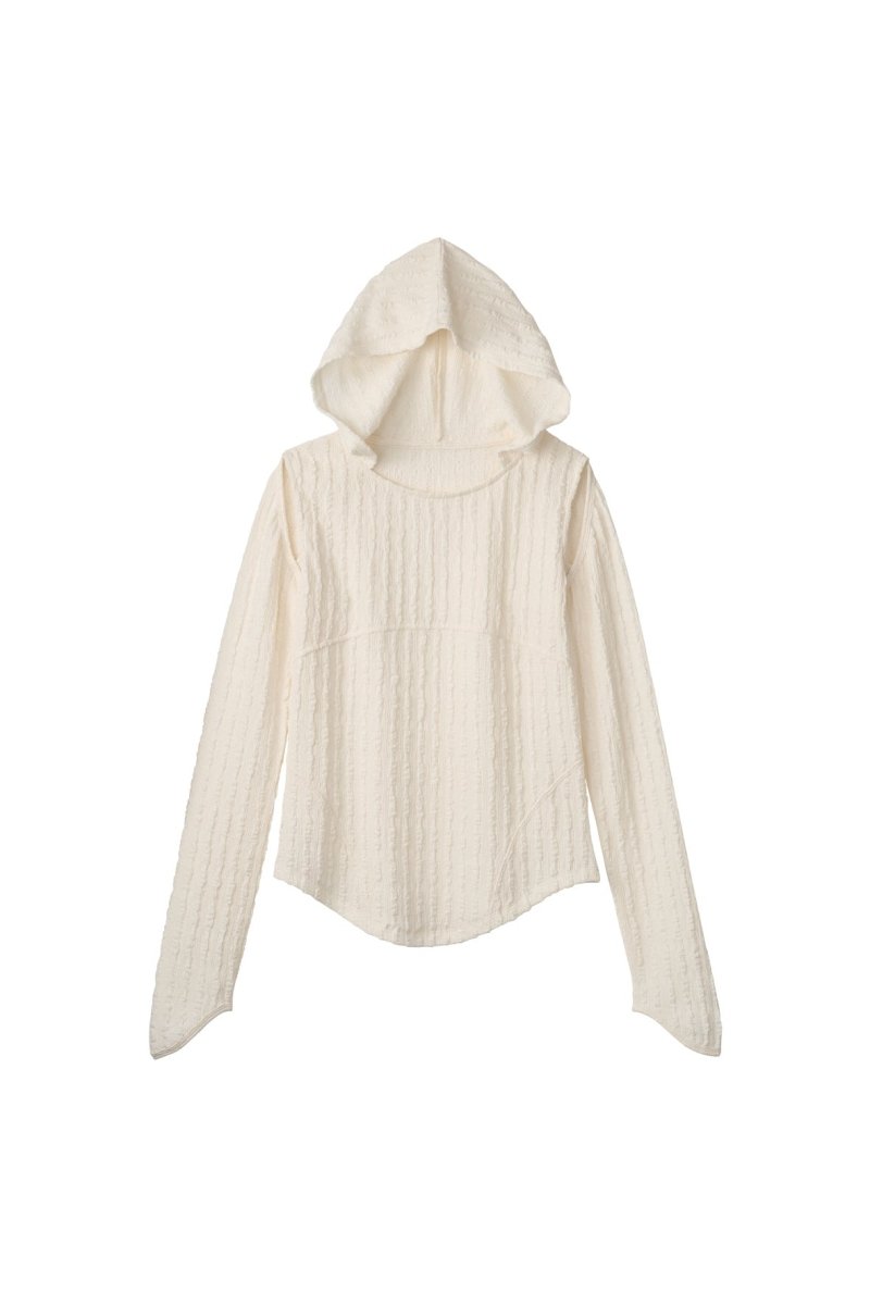 hooded jacquard top/white - KNUTH MARF