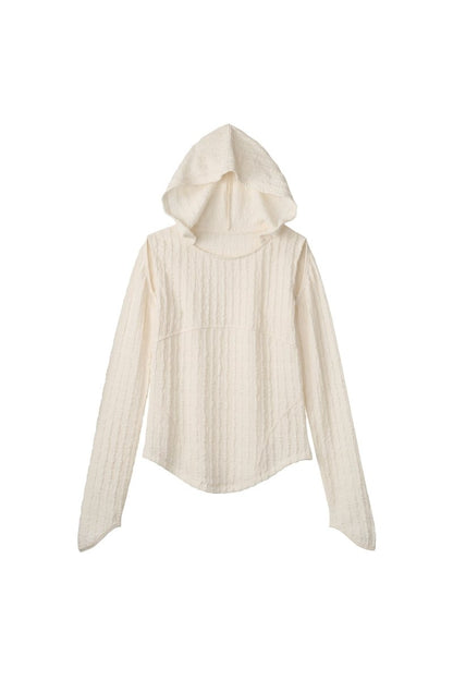 hooded jacquard top/white - KNUTH MARF