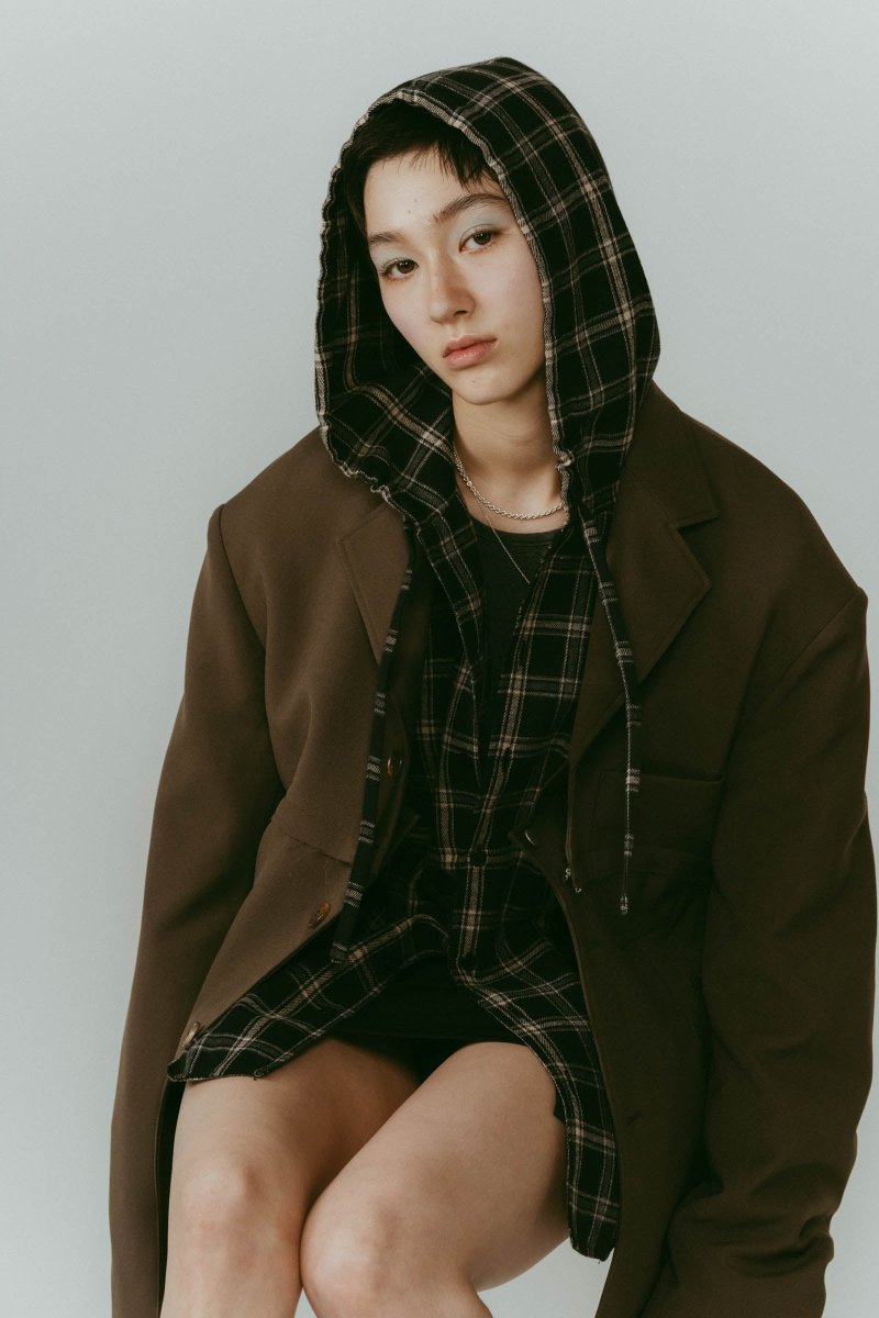 hooded over shirts(unisex)/checkblack - KNUTH MARF