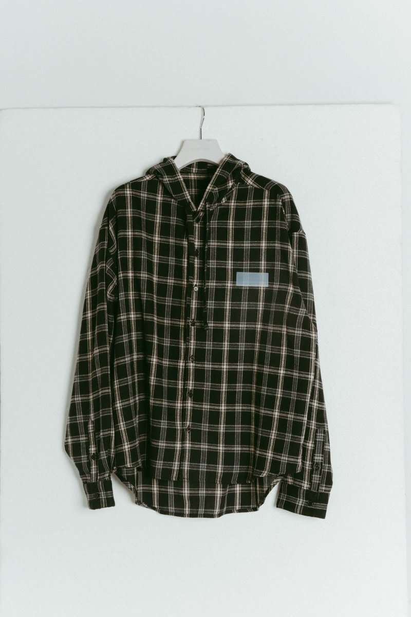 hooded over shirts(unisex)/checkblack - KNUTH MARF