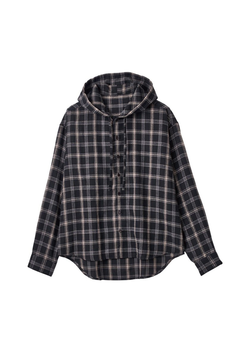 hooded over shirts(unisex)/checkblack - KNUTH MARF