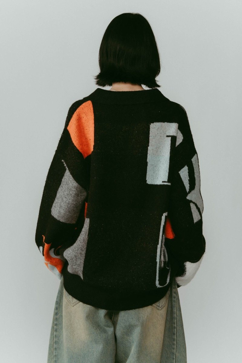 K design knit pullover(unisex)/black - KNUTH MARF