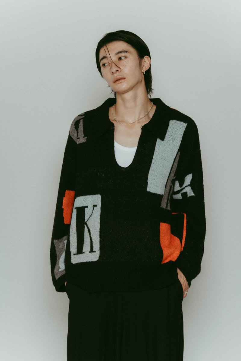 K design knit pullover(unisex)/black - KNUTH MARF