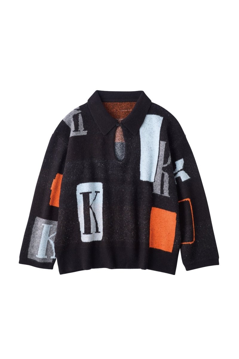 K design knit pullover(unisex)/black - KNUTH MARF