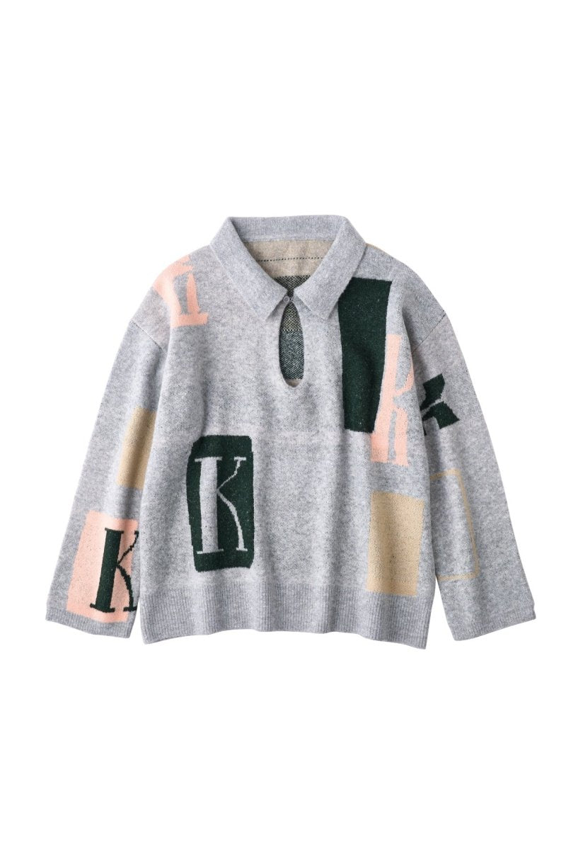 K design knit pullover(unisex/gray - KNUTH MARF