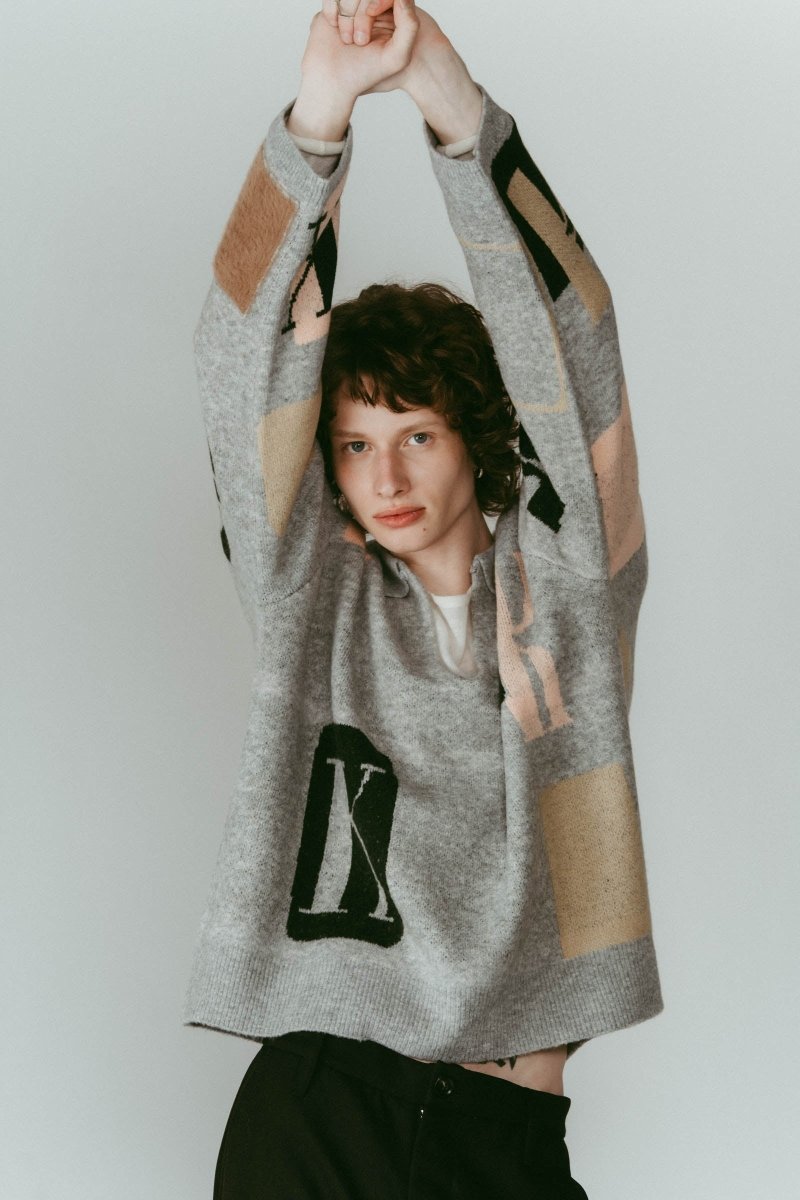 K design knit pullover(unisex/gray - KNUTH MARF