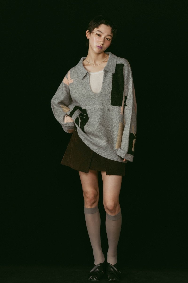 K design knit pullover(unisex/gray - KNUTH MARF
