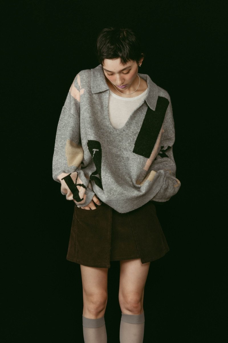 K design knit pullover(unisex/gray - KNUTH MARF