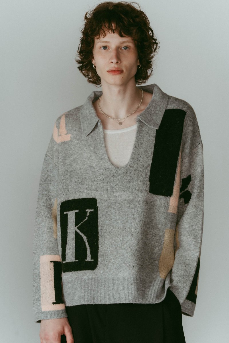 K design knit pullover(unisex/gray - KNUTH MARF