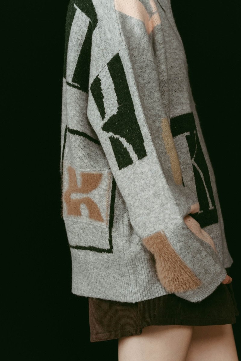 K design knit pullover(unisex/gray - KNUTH MARF