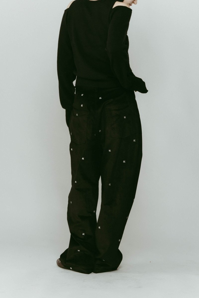K motif velveteen pants(unisex)/black - KNUTH MARF