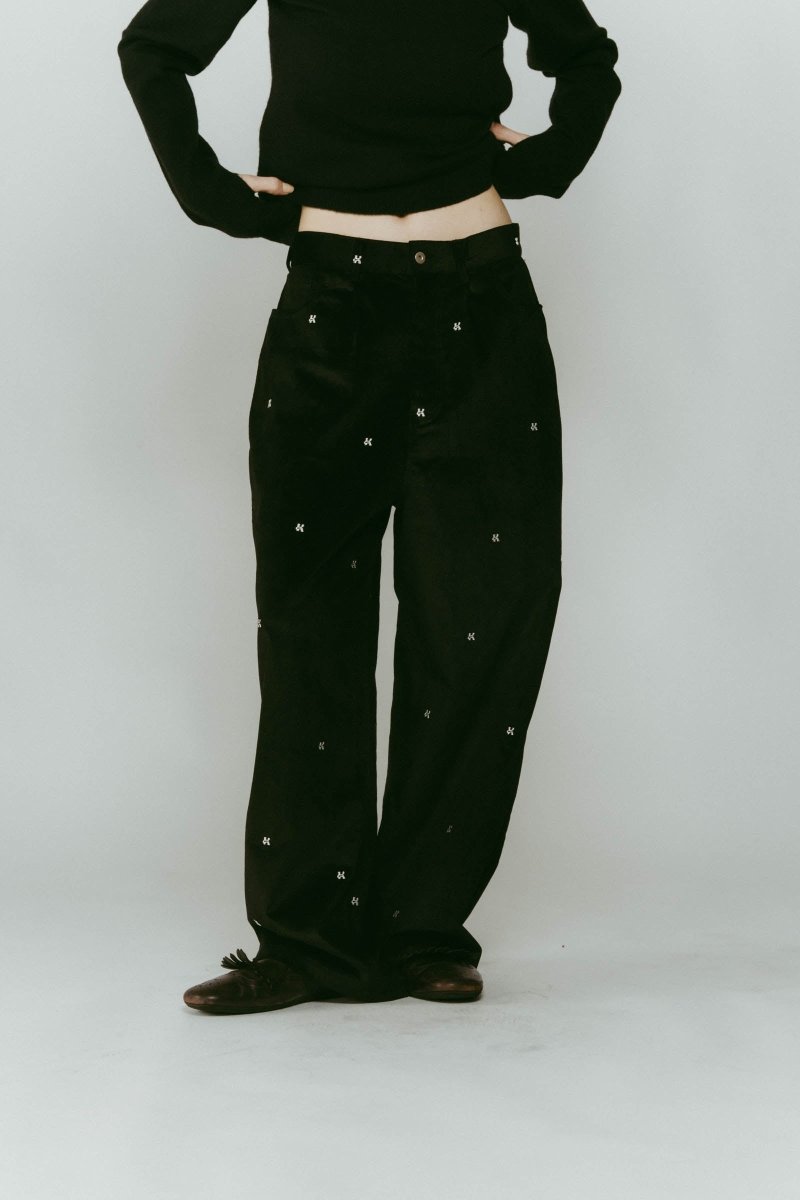 K motif velveteen pants(unisex)/black - KNUTH MARF