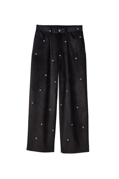K motif velveteen pants(unisex)/black - KNUTH MARF