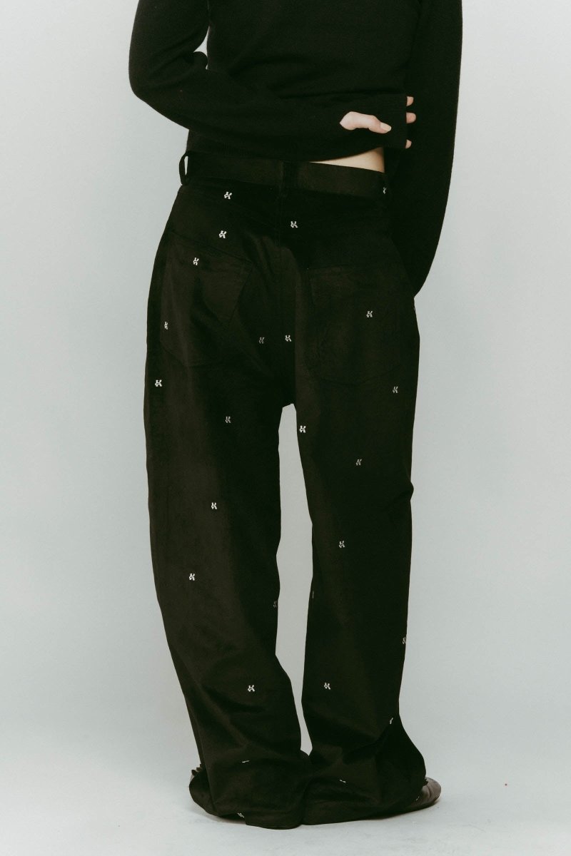 K motif velveteen pants(unisex)/black - KNUTH MARF