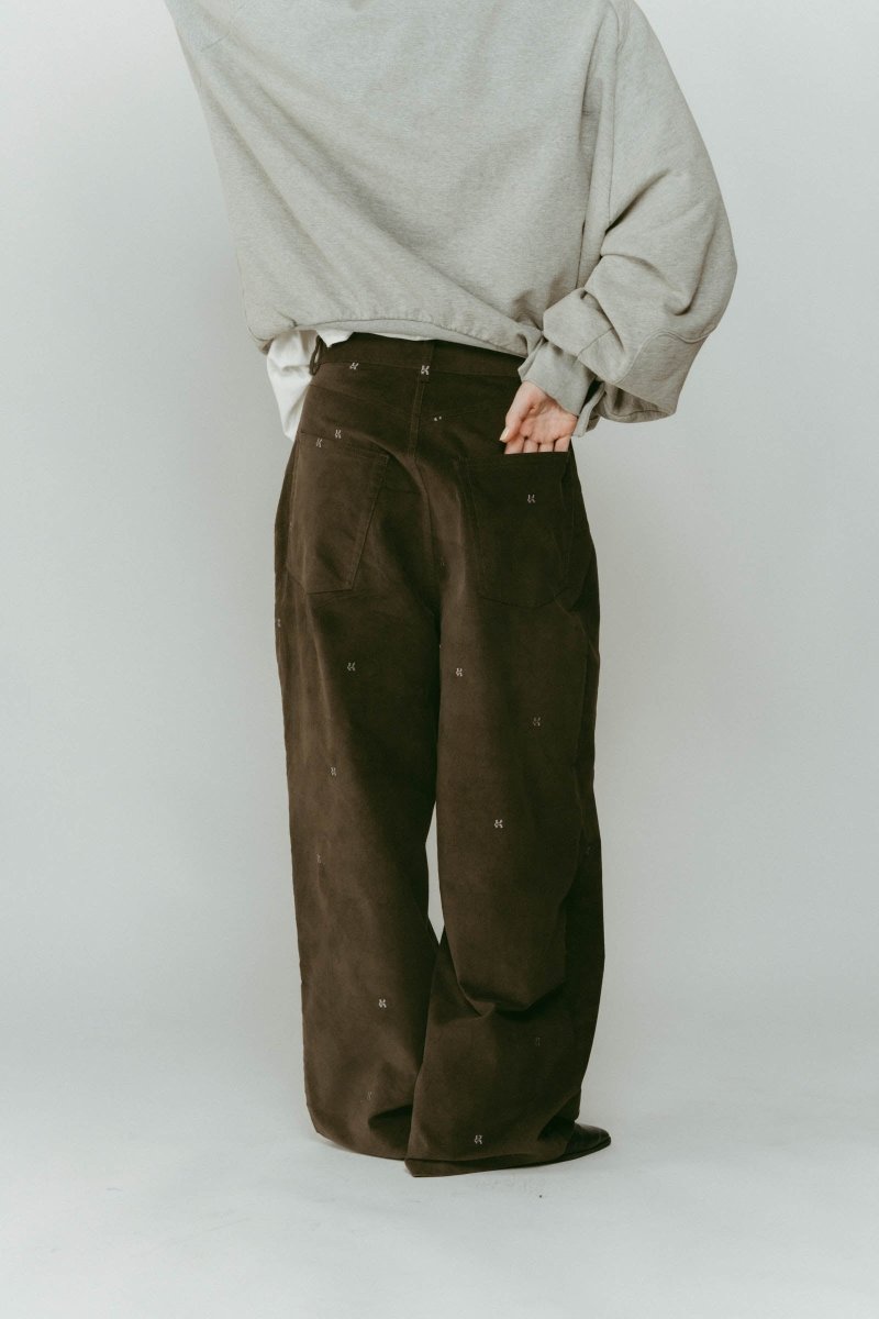 K motif velveteen pants(unisex)/graykhaki - KNUTH MARF